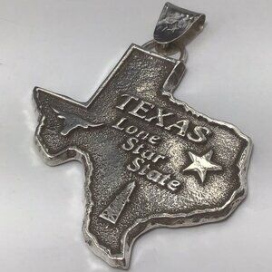 Sterling Silver Native American Handmade TEXAS Pendant 46 Grams 2.75”